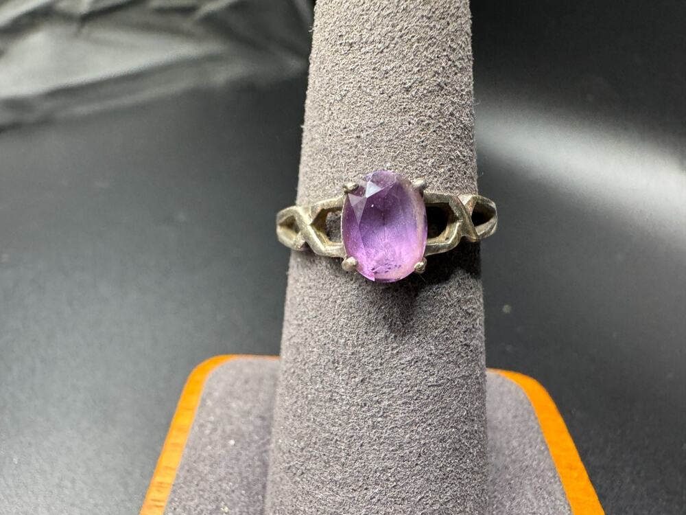 Amethyst Gemstone 925 Sterling Silver Statement Handmade Ring Sz 6.75